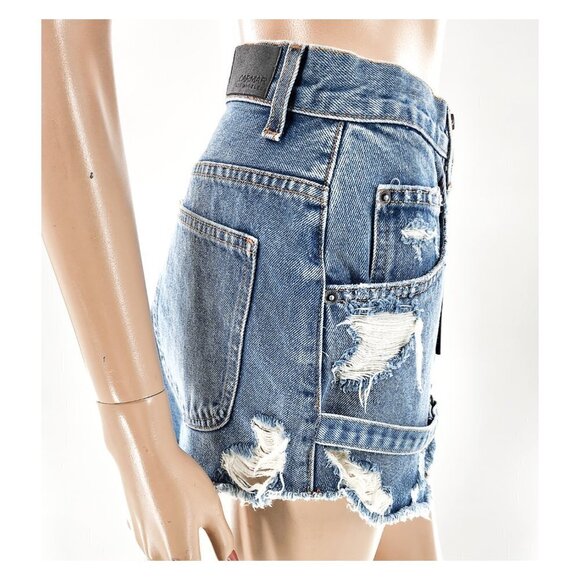 CARMAR Beatrice Distressed Denim Mini Skirt NWT - Picture 3 of 11